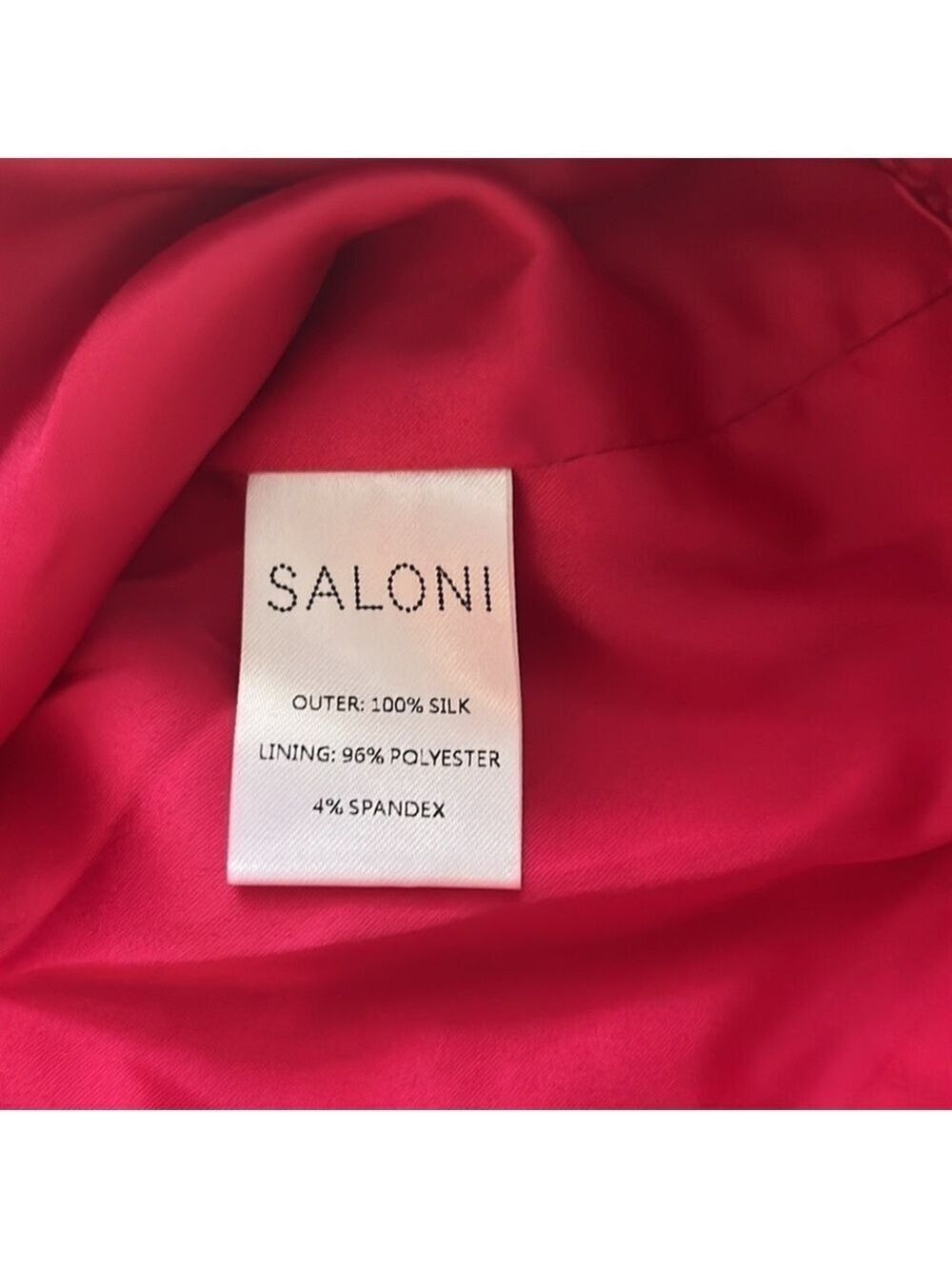 New SALONI Debbie Silk Stamped Mini Dress in Cherry Pink Size 8 - Picture 13 of 14